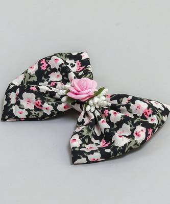 Black plain printed hair bow 2