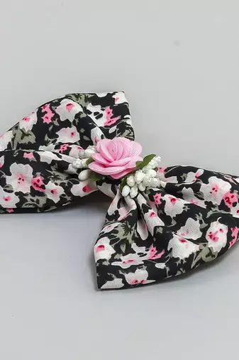 Black plain printed hair bow