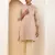 Men's beige textured kurta set with cream churidar