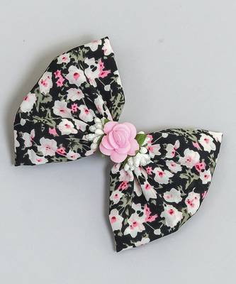 Black plain printed hair bow 3