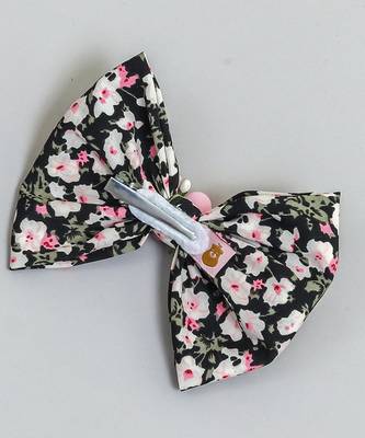 Black plain printed hair bow 4