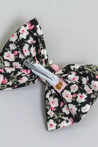 Black plain printed hair bow