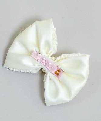 White pearl satin hair bow 4