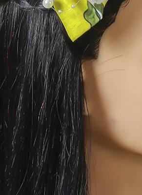 Yellow plain printed hair bow 1