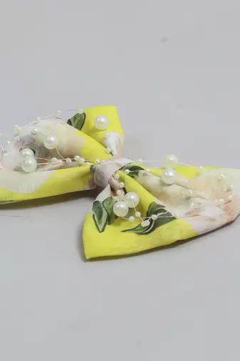 Yellow plain printed hair bow