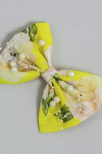 Yellow plain printed hair bow