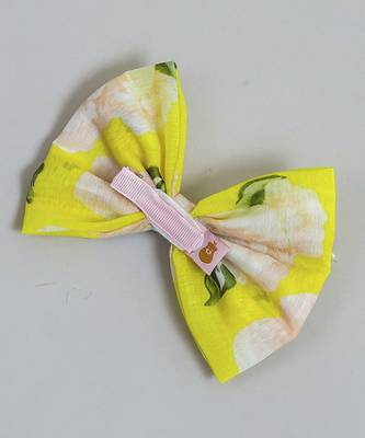 Yellow plain printed hair bow 4