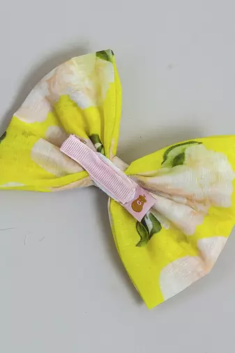 Yellow plain printed hair bow