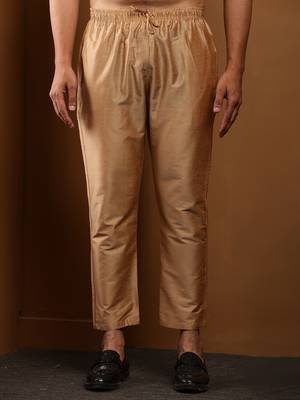 Men's gold viscose blend churidar pants 1