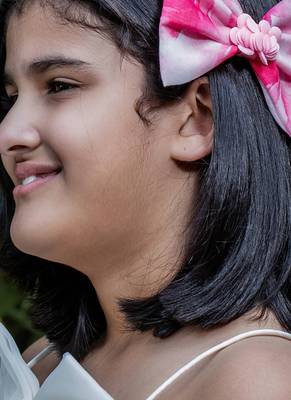 Pink plain printed hair bow 1