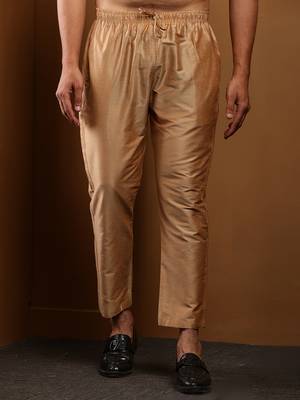Men's gold viscose blend churidar pants 2