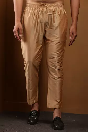 Men's gold viscose blend churidar pants
