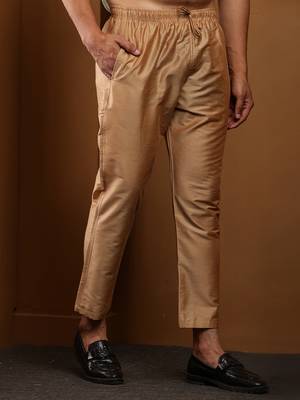 Men's gold viscose blend churidar pants 3