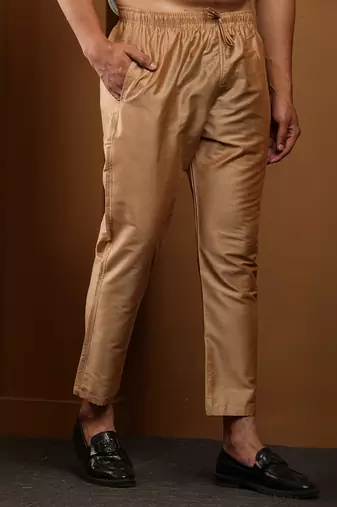 Men's gold viscose blend churidar pants