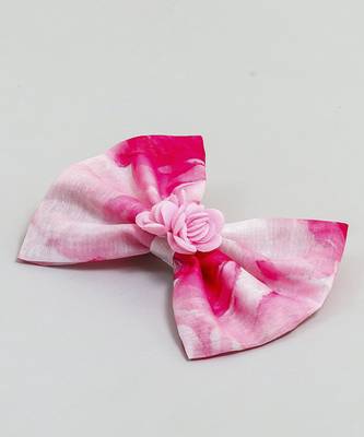 Pink plain printed hair bow 2