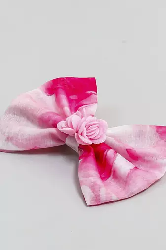 Pink plain printed hair bow