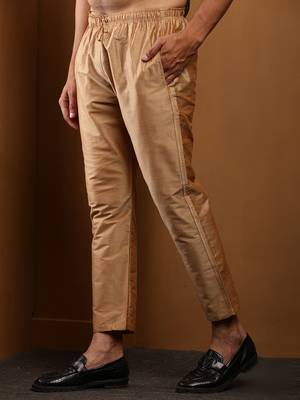 Men's gold viscose blend churidar pants 4