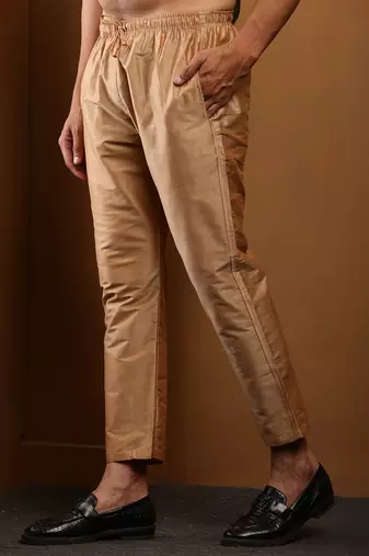 Men's gold viscose blend churidar pants