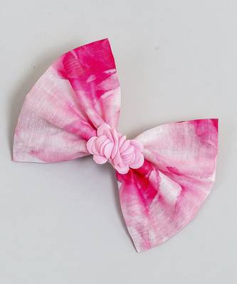 Pink plain printed hair bow 3