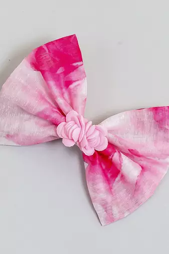Pink plain printed hair bow