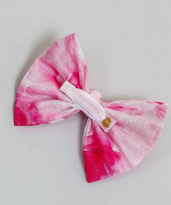 Pink plain printed hair bow 4