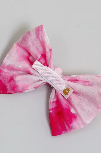 Pink plain printed hair bow