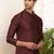 Men's maroon viscose blend short kurta