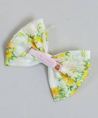 White pearl printed hair bow 4