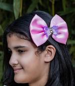 Pink plain satin hair bow