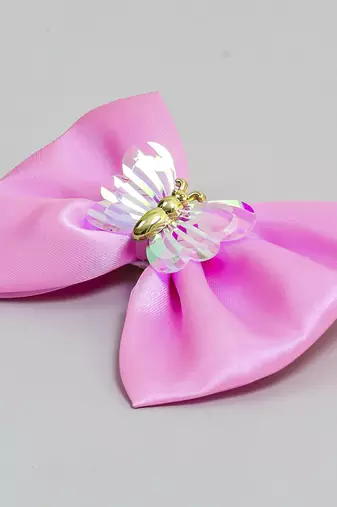Pink plain satin hair bow