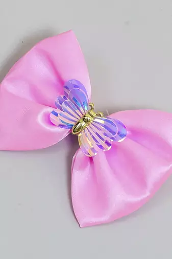Pink plain satin hair bow