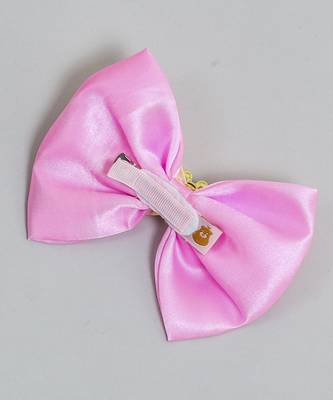 Pink plain satin hair bow 4