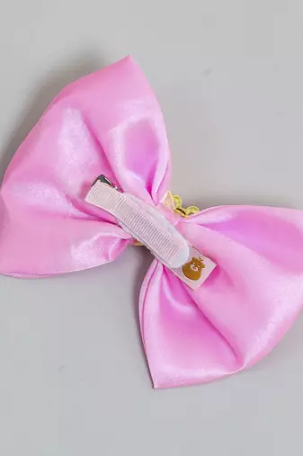 Pink plain satin hair bow
