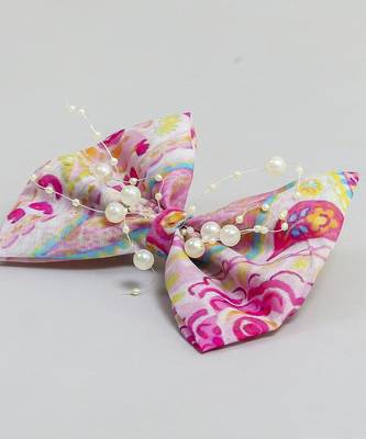 Multicolor pearl printed hair bow 2