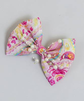 Multicolor pearl printed hair bow 3