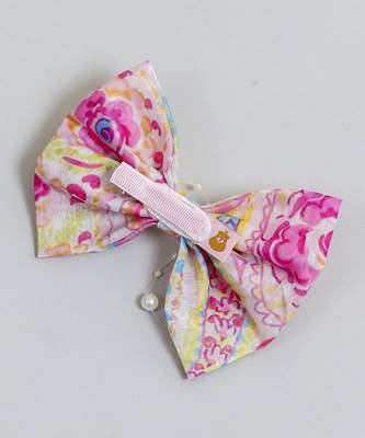 Multicolor pearl printed hair bow 4