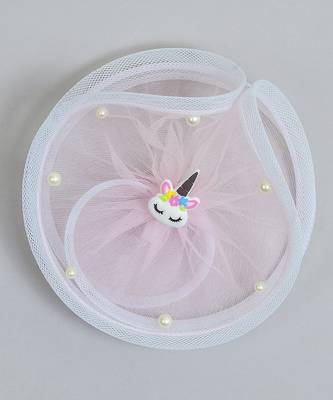Pink net pearl fascinator 3
