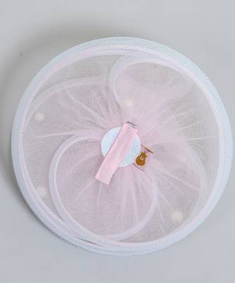 Pink net pearl fascinator 4