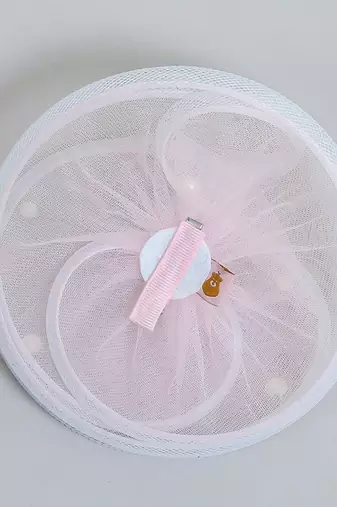 Pink net pearl fascinator