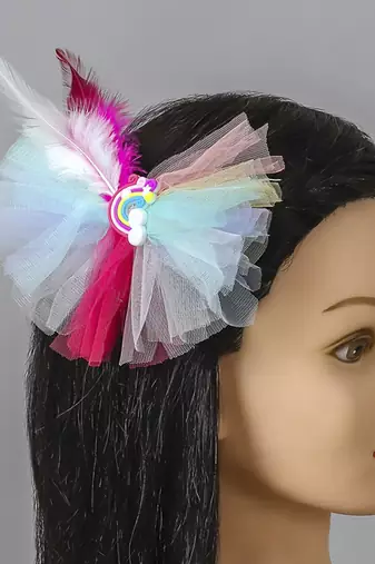 Multicolor net pearl hair clip