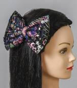 Black stone hair bow