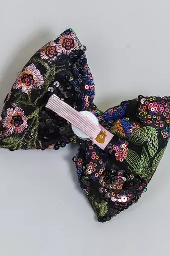 Black stone hair bow