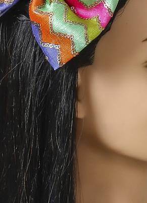 Multicolor plain printed hair bow 1