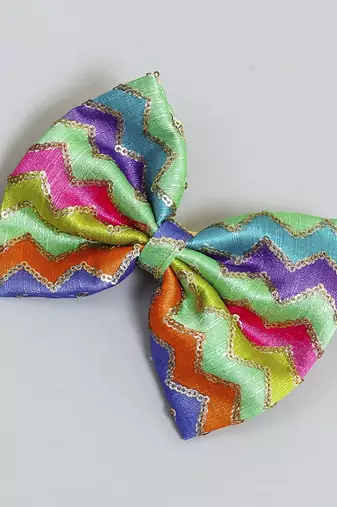 Multicolor plain printed hair bow