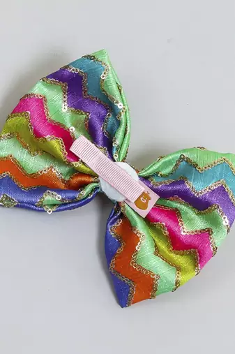 Multicolor plain printed hair bow