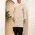 Men beige textured straight kurta with black dhoti pants set
