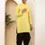 Men yellow textured straight kurta with black dhoti pants set