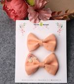 Pink plain linen hair bow