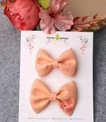Pink plain linen hair bow