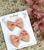 Pink plain linen hair bow